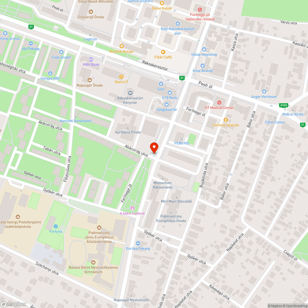 Úthiba bejelentés helye