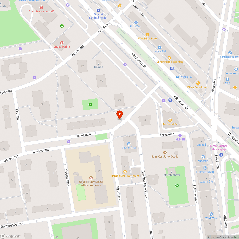 Járdahiba a Gyenes utcában bejelentés helye