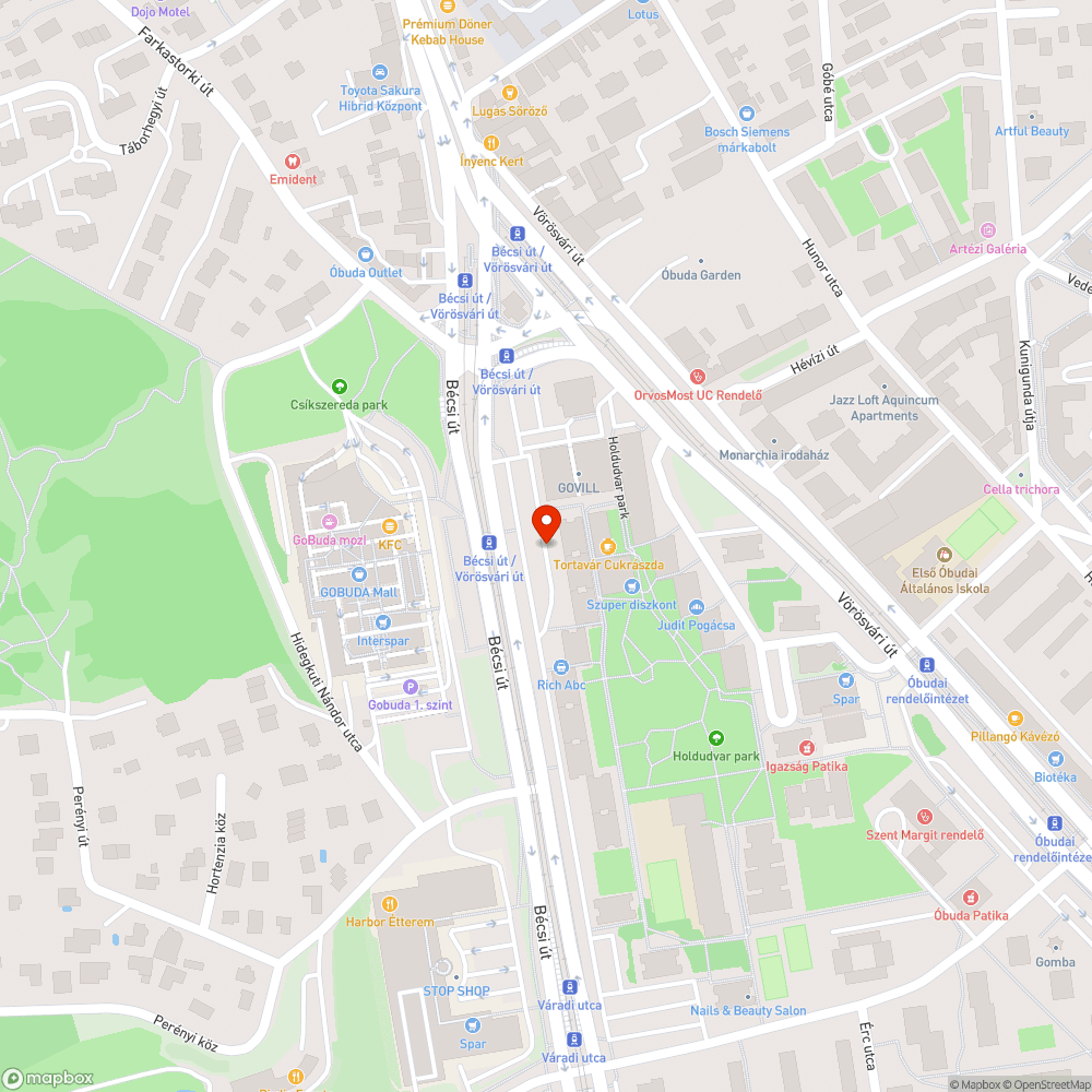 Kátyú a Bécsi úti szervizúton bejelentés helye