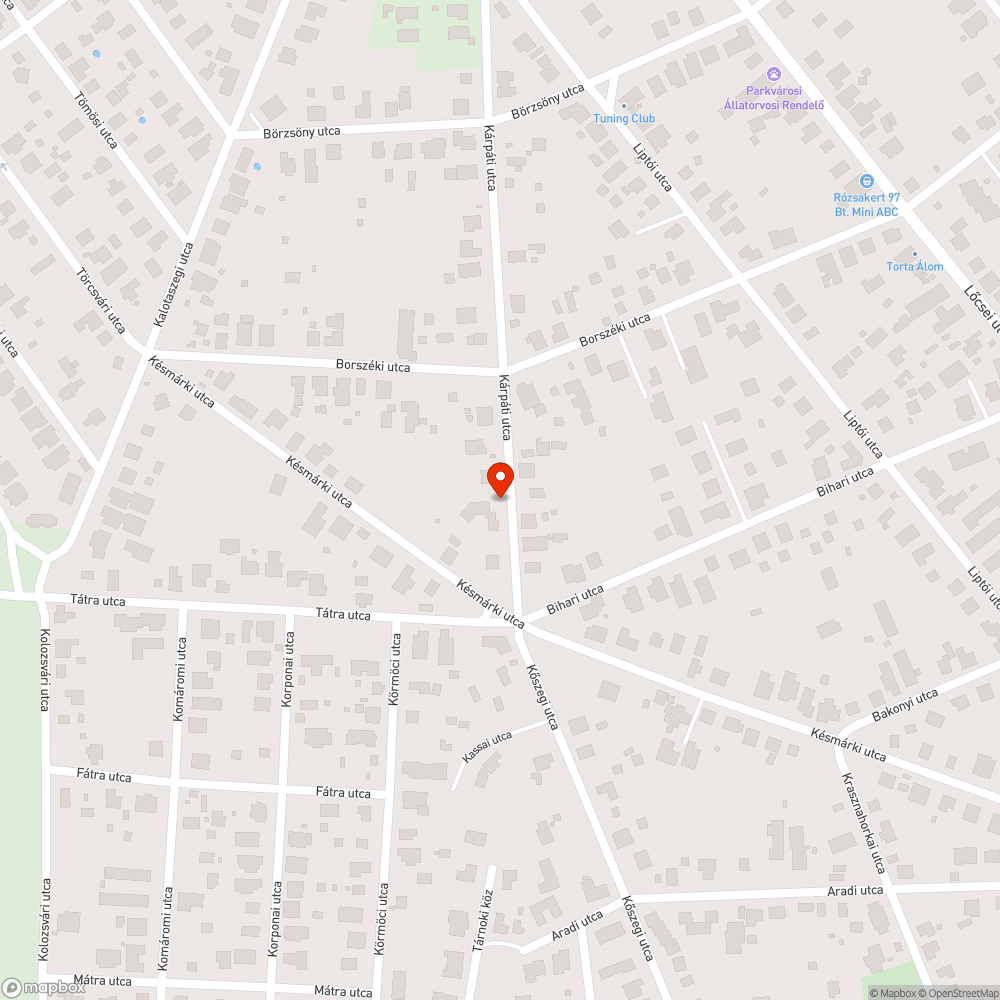 Elhagyott autó bejelentés helye