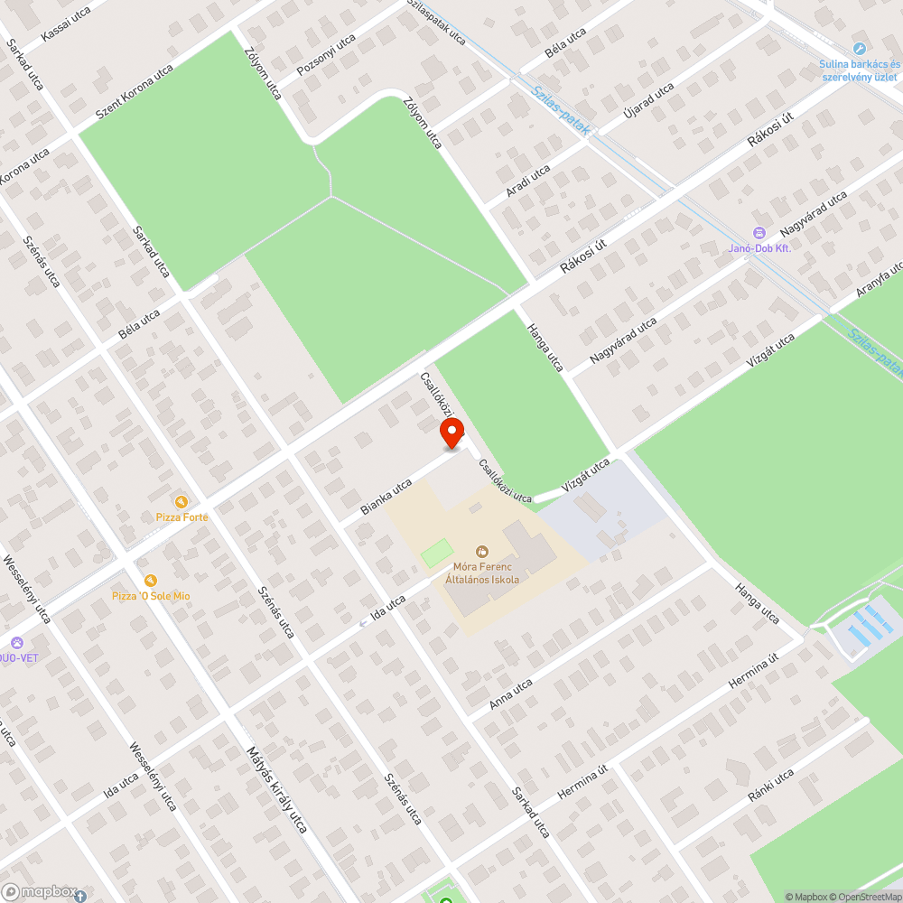 Alacsonyan telepített tűzcsap bejelentés helye