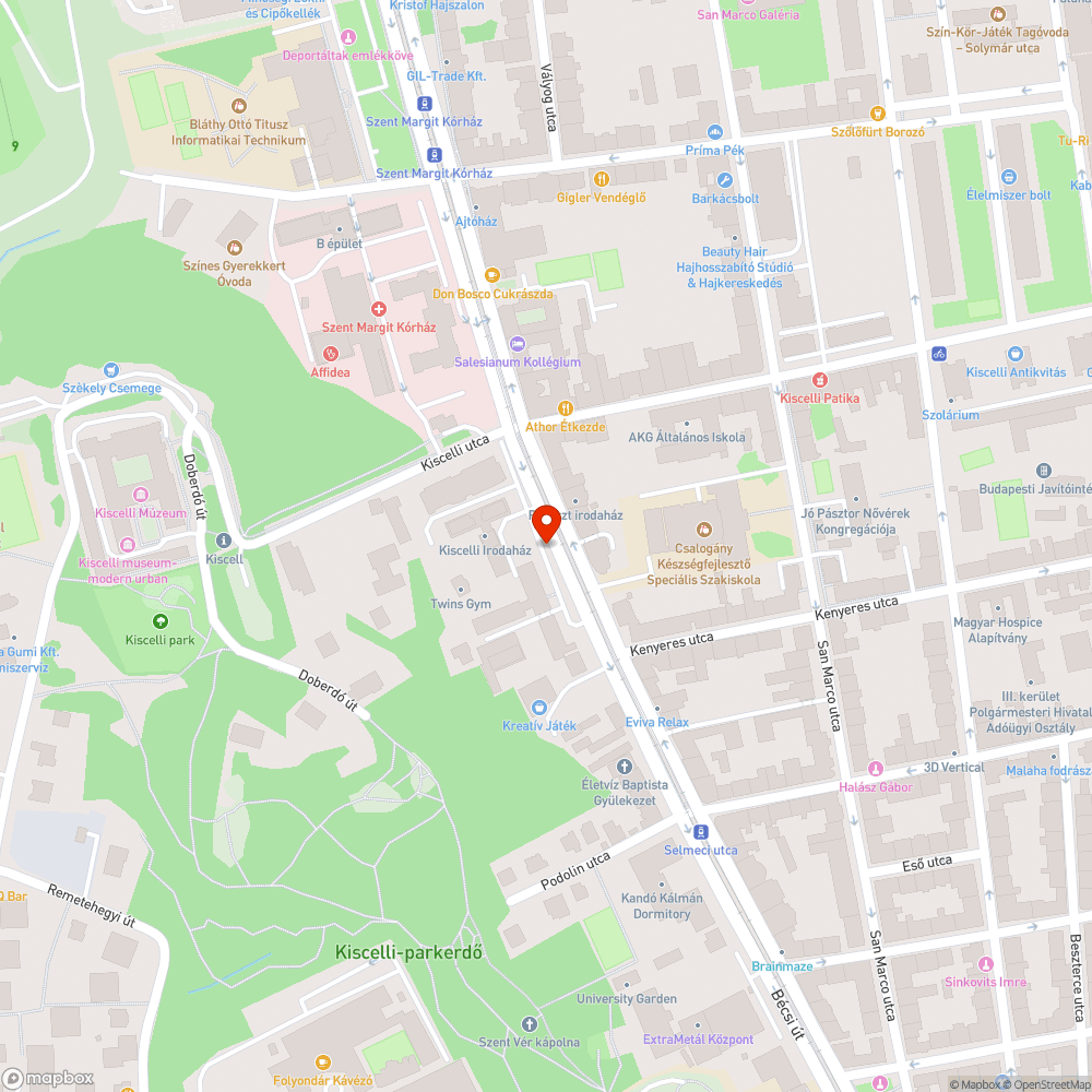 III. Bécsi út 126-228 kátyú bejelentés helye