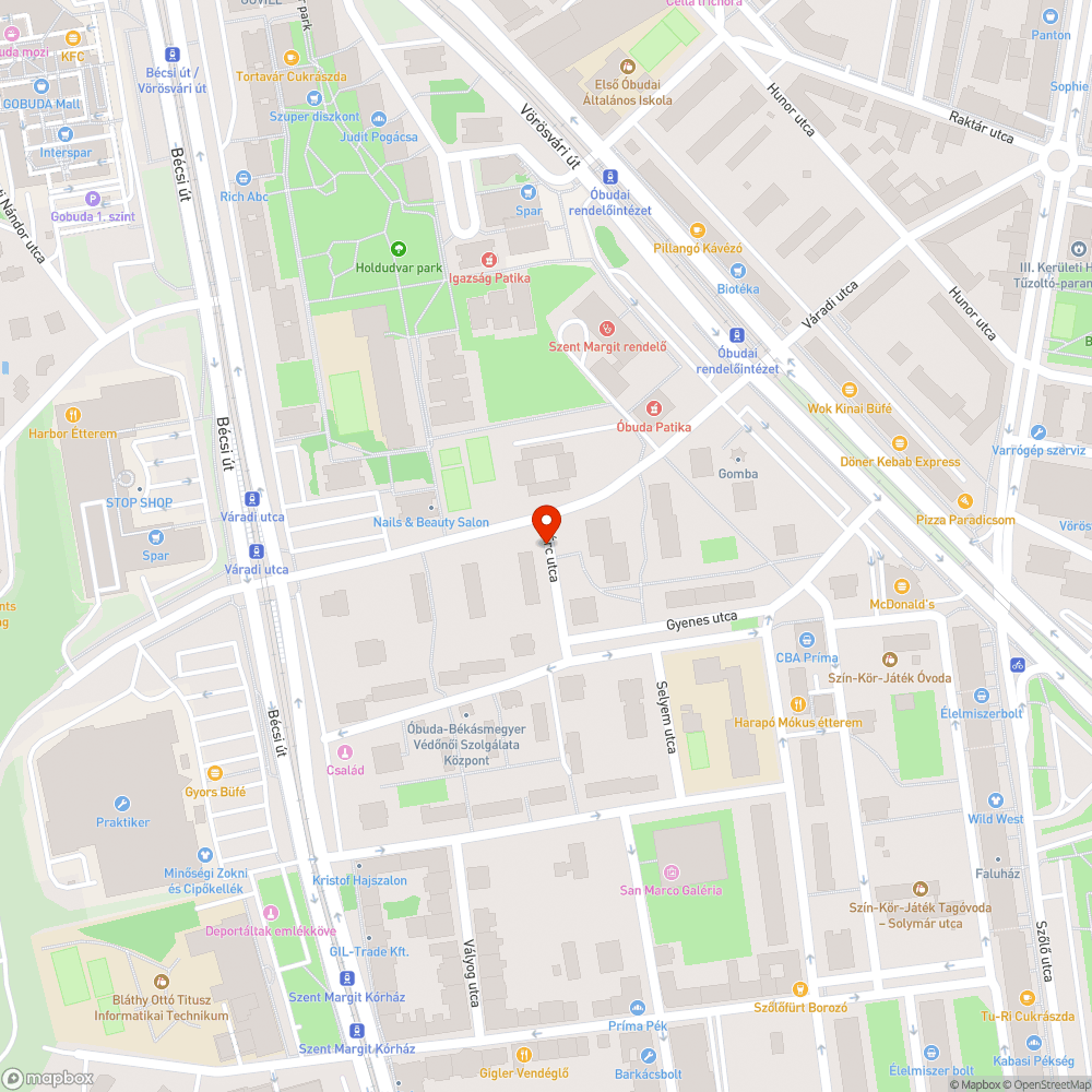 III. Érc utca kátyúi bejelentés helye