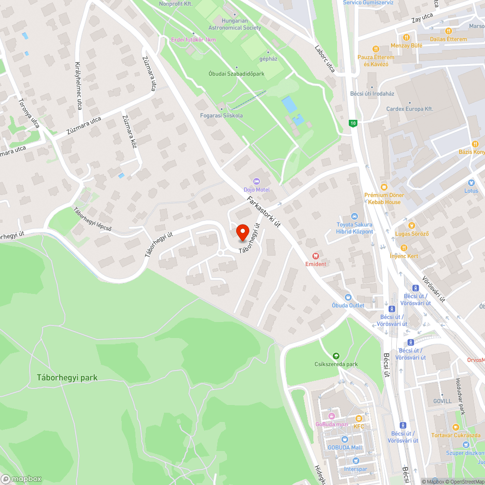 III. Táborhegyi út 25. járdahiba tűzcsapnál bejelentés helye