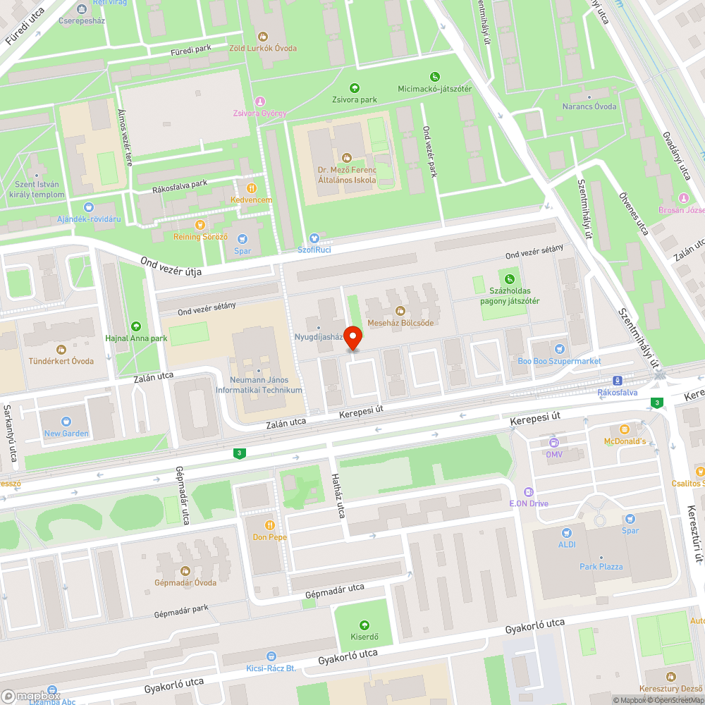 Óvodai autóbehajtó bejelentés helye