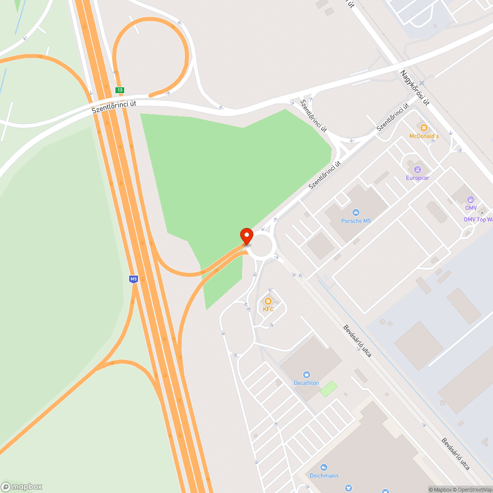 Beszakadt víznyelő a Soroksári Auchan előtti körforgalomban bejelentés helye