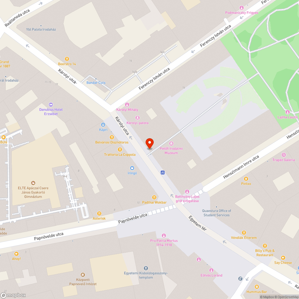 Petőfi Irodalmi Múzeum bejelentés helye