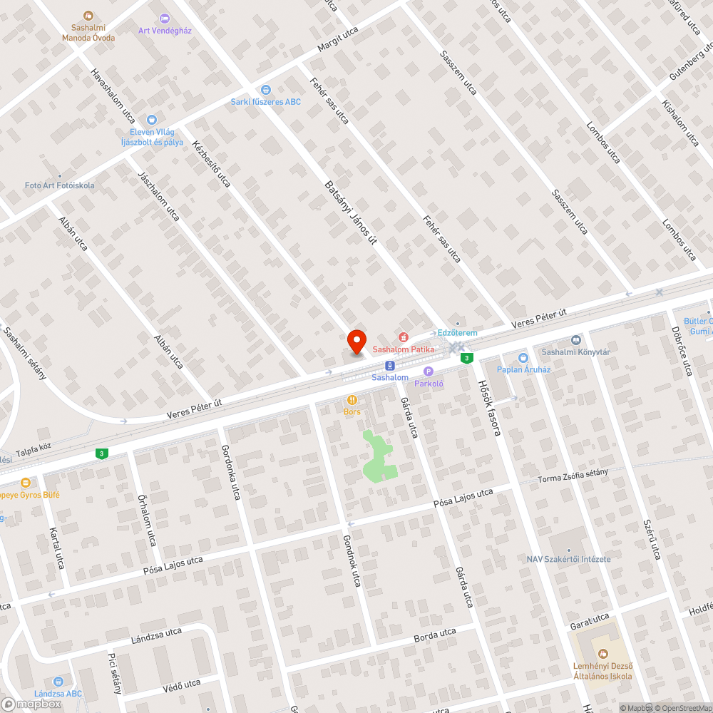 Belső Veres Péter út kerékpáros kétirányúsítás bejelentés helye