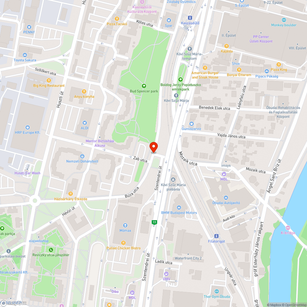 Búza u. - Kátyú és széttöredezett aszfalt bejelentés helye