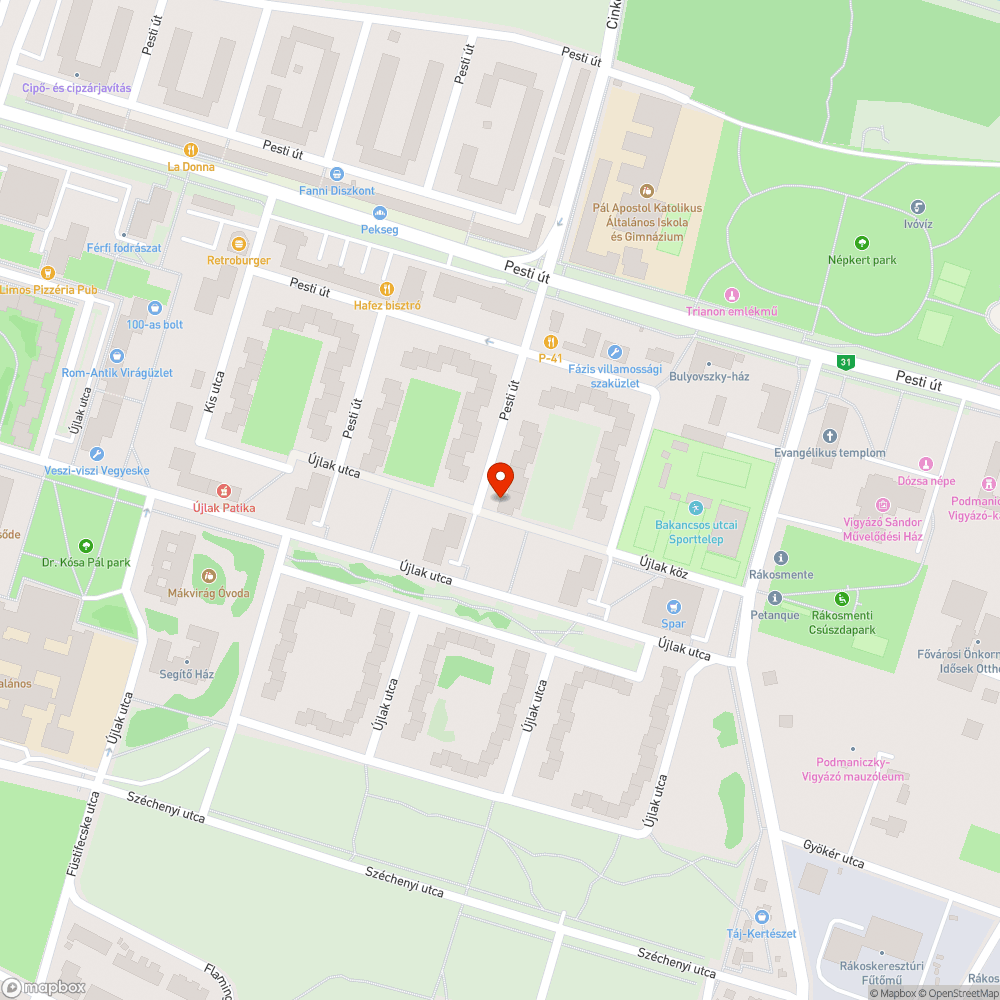 Újlak kátyús bejelentés helye