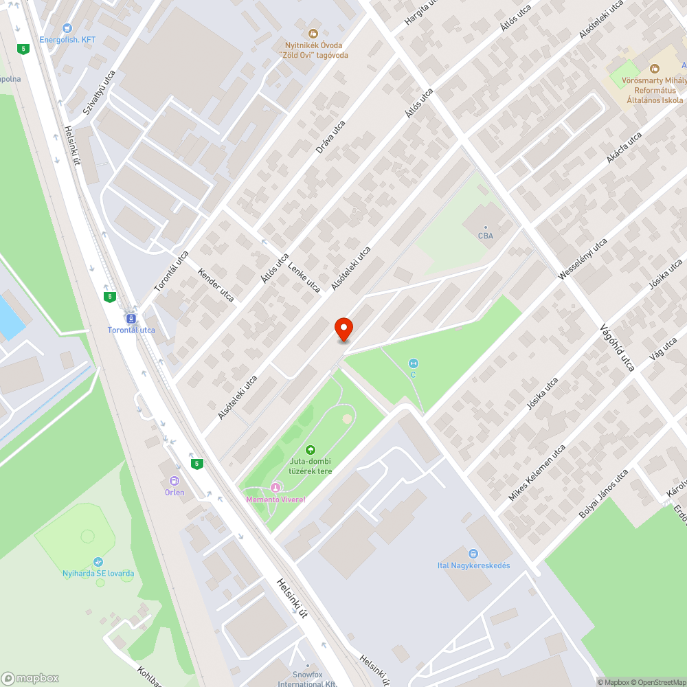 Alsoteleki-Vagohid-Helsinki lakotelep bejelentés helye