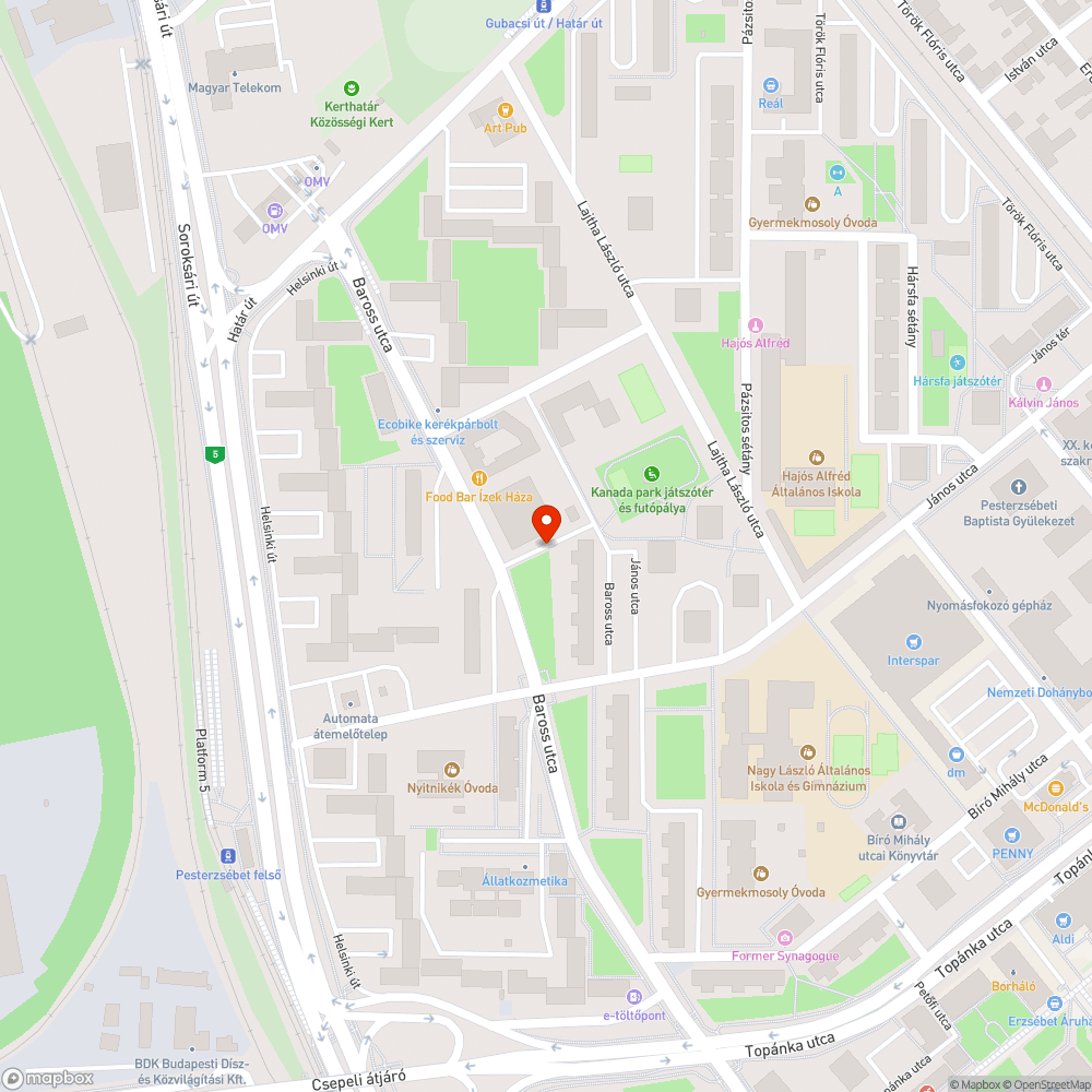 Budapest XX.kerület Baross utcában elhagyott környezet szennyező autó bejelentés helye