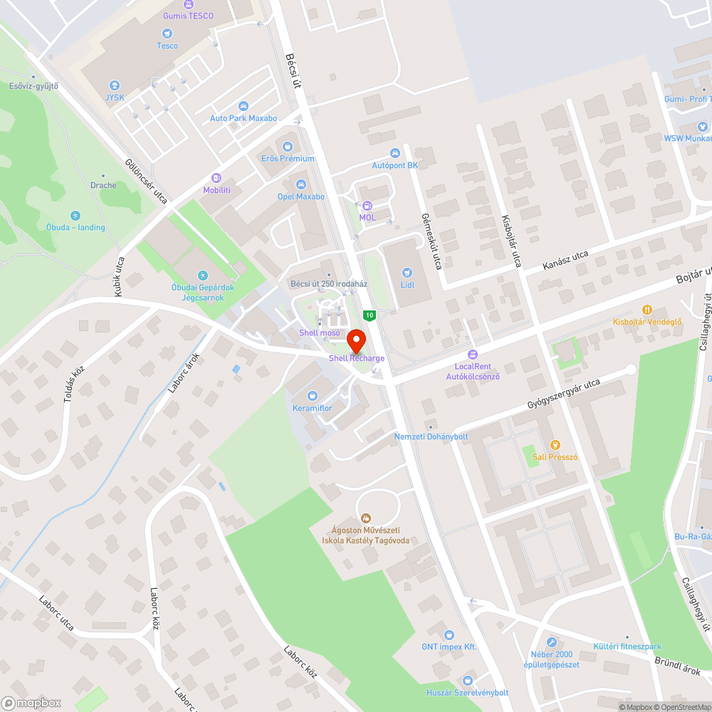 Bécsi út és szerviz út sarok bejelentés helye