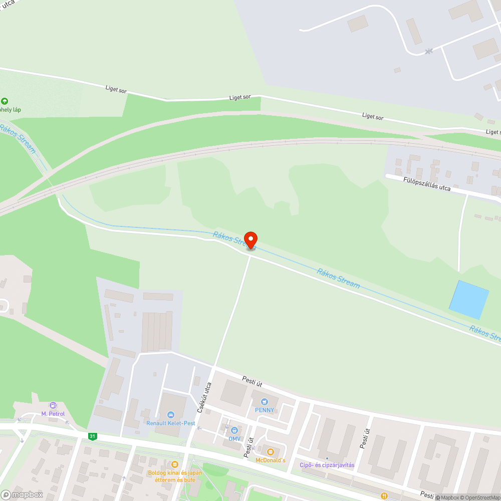 Szemét a patak parton bejelentés helye