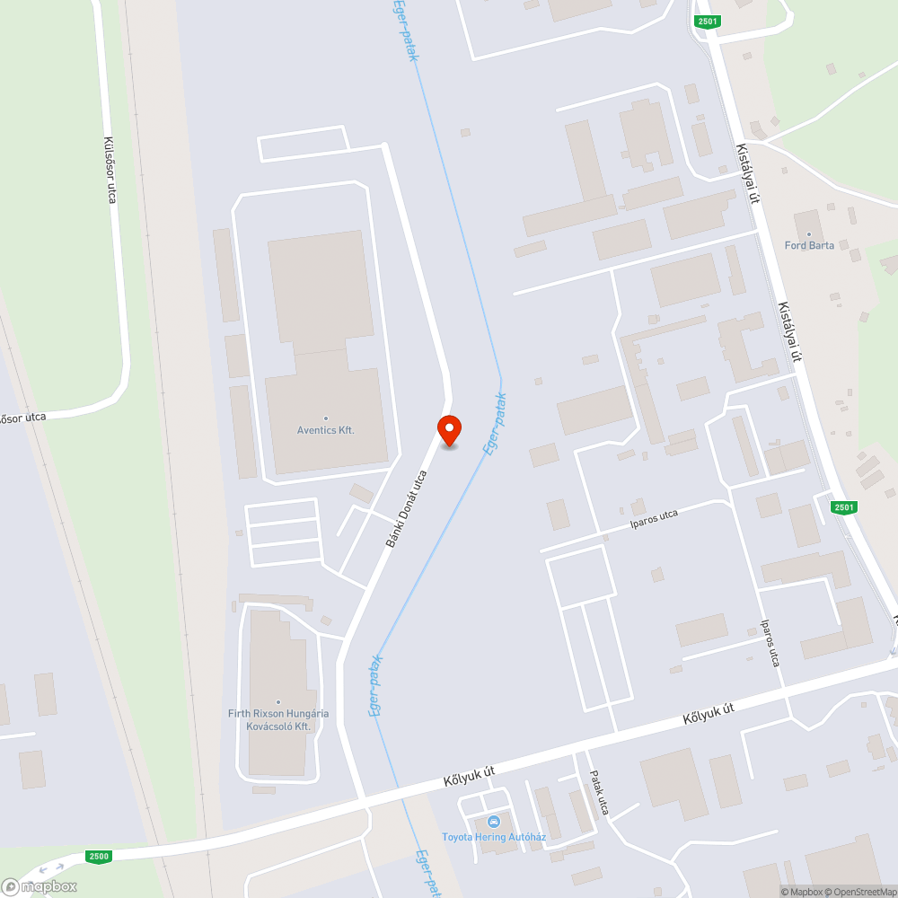 Eger Bánki Donát út 3. 12Y buszmegálló előtti út megsüllyedt bejelentés helye