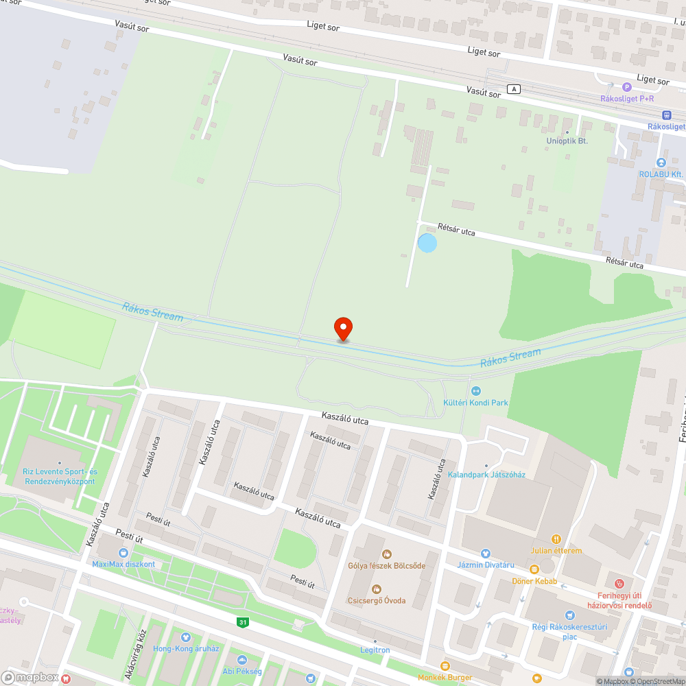 Kiégett lámpa a patak parton bejelentés helye