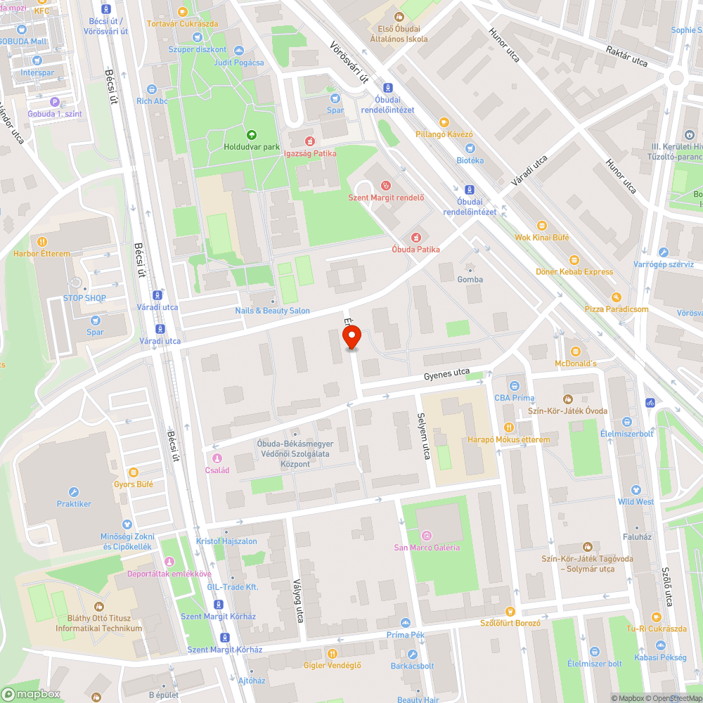 Kátyúk az Érc utcában bejelentés helye