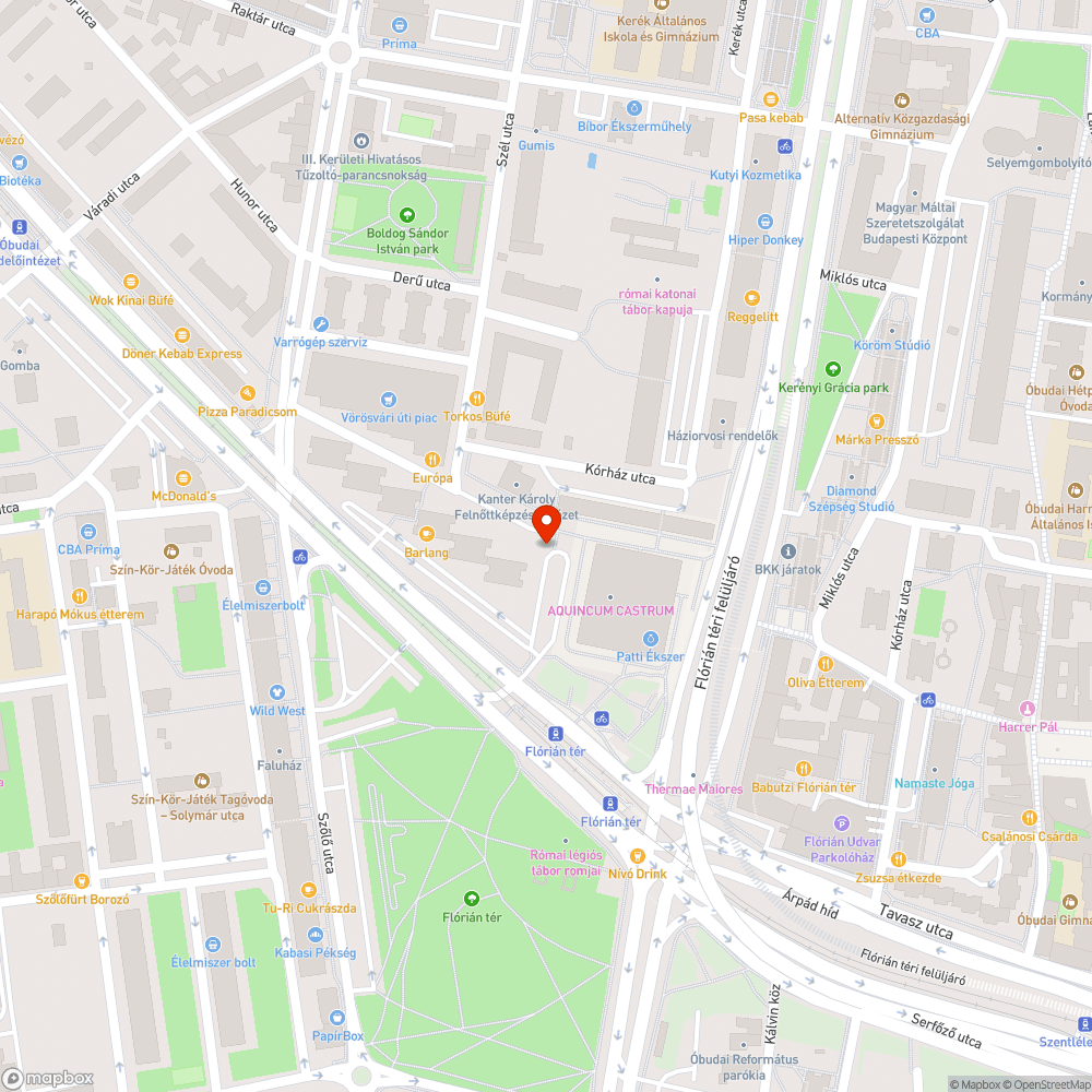 Kiszáradt fa a Flórián üzletközpont mellett bejelentés helye