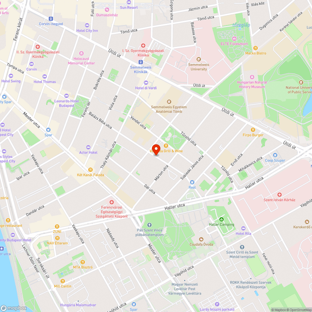 Kátyú a Balázs Béla utcában (9. kerület) bejelentés helye