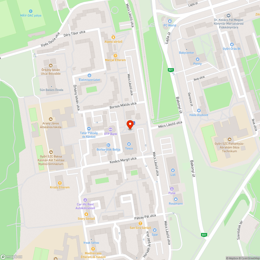 Törött pad bejelentés helye