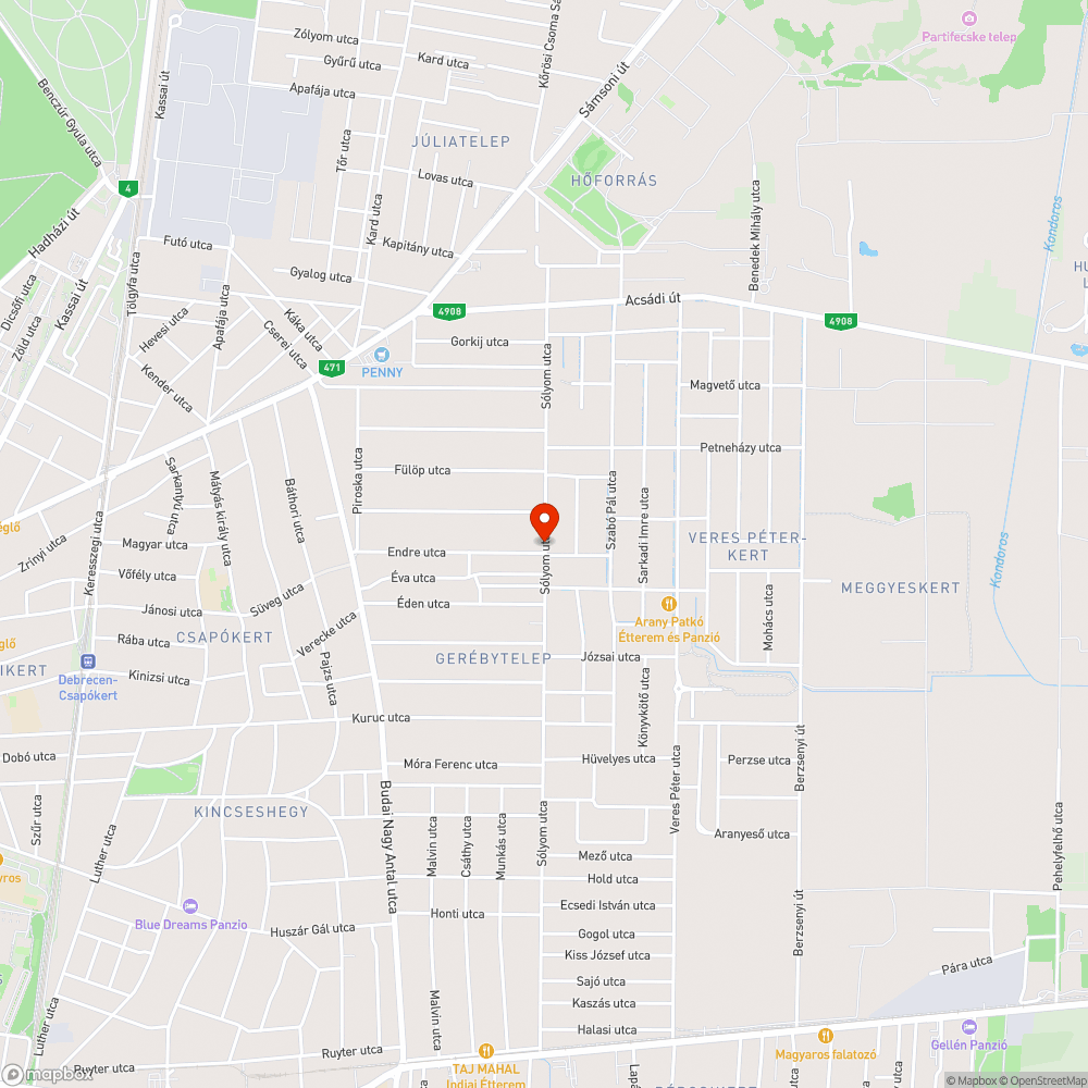 Kátyúk a Sólyom utcán bejelentés helye