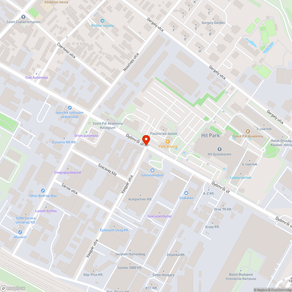 Beszakadó víznyelő a Gyömrői úton bejelentés helye