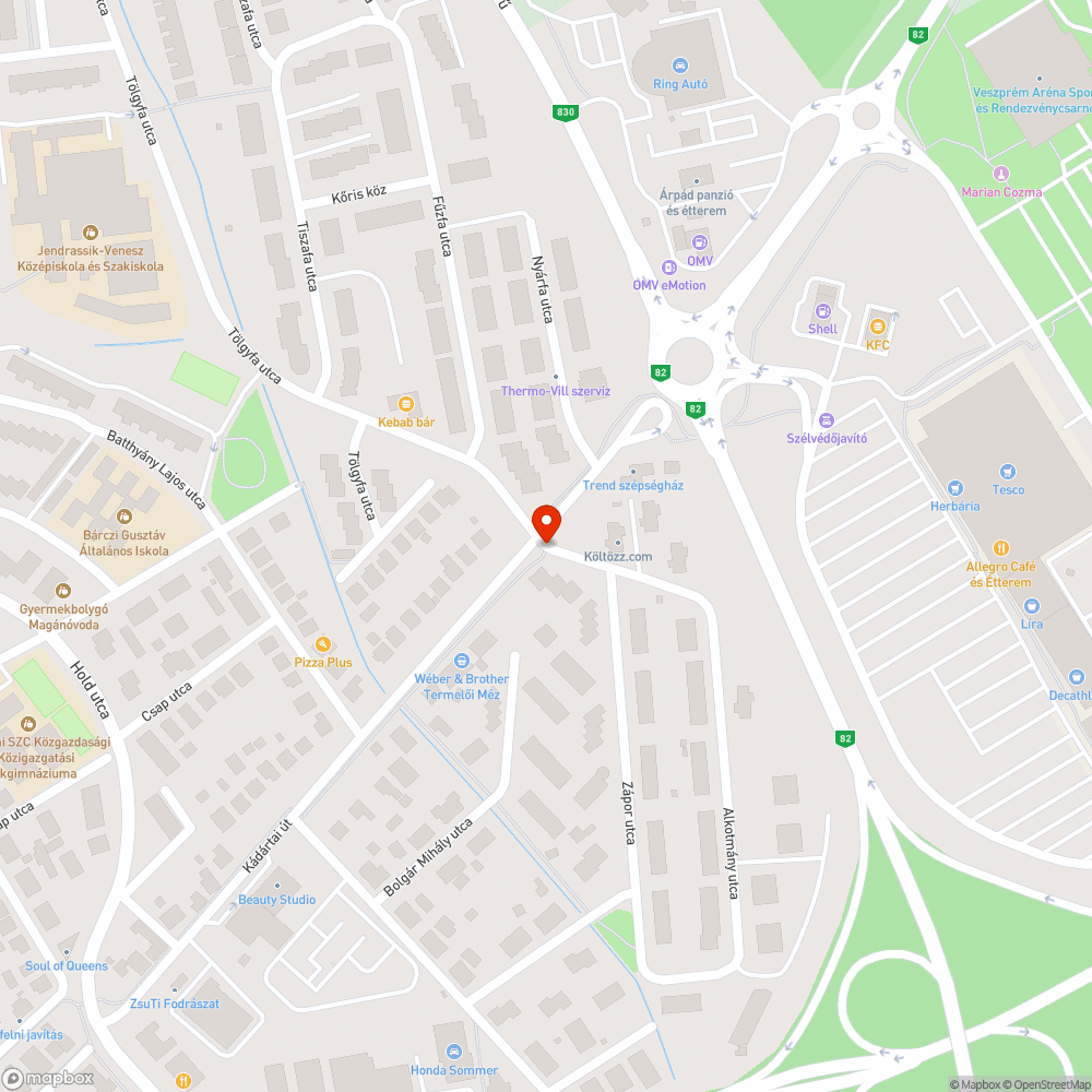 Kátyú a kerékpárúton bejelentés helye