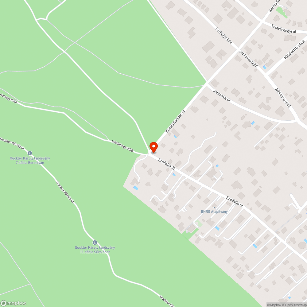 III. Erdőalja út kátyúi bejelentés helye