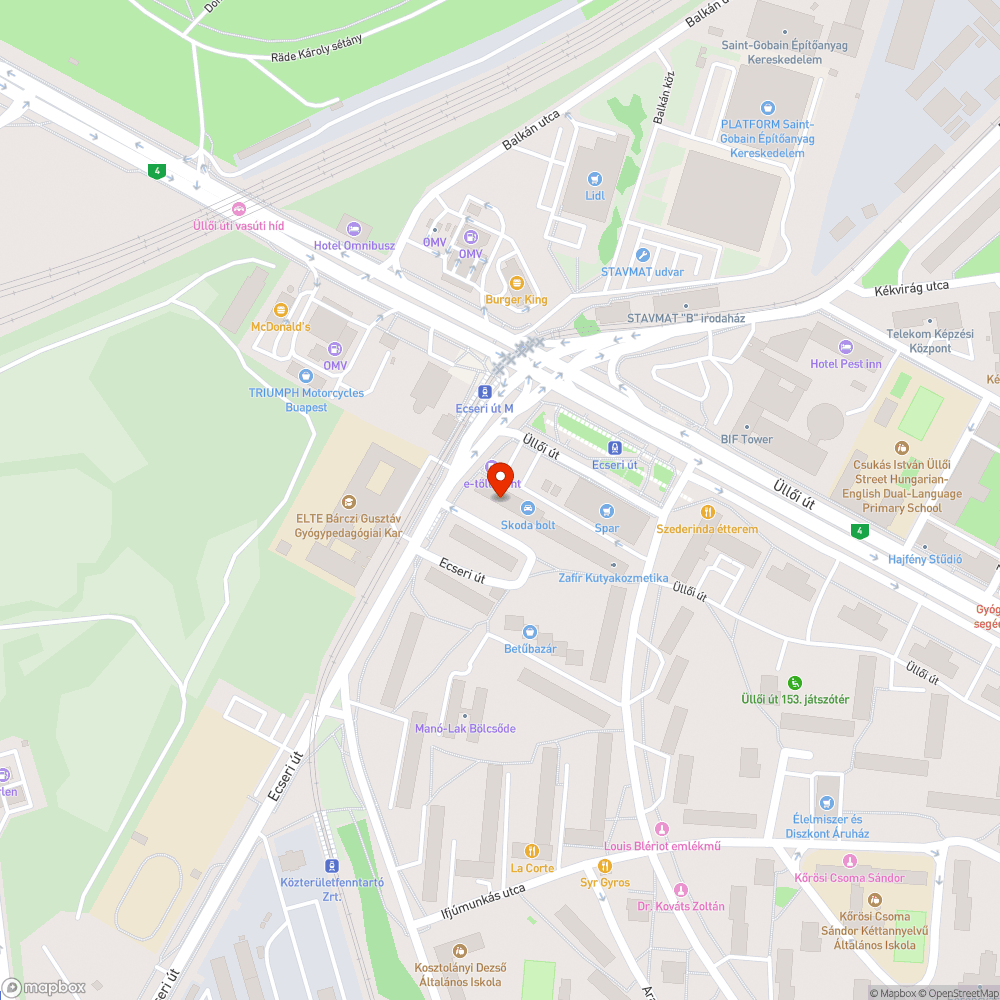 Ecseri út 4/1, 4/2 és 4/3 házaknál kiszáradt fák bejelentés helye