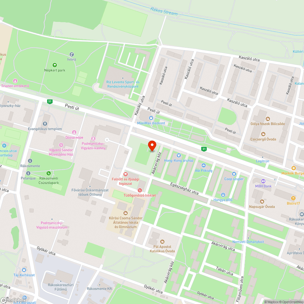 Törött pad a játszótérnél bejelentés helye