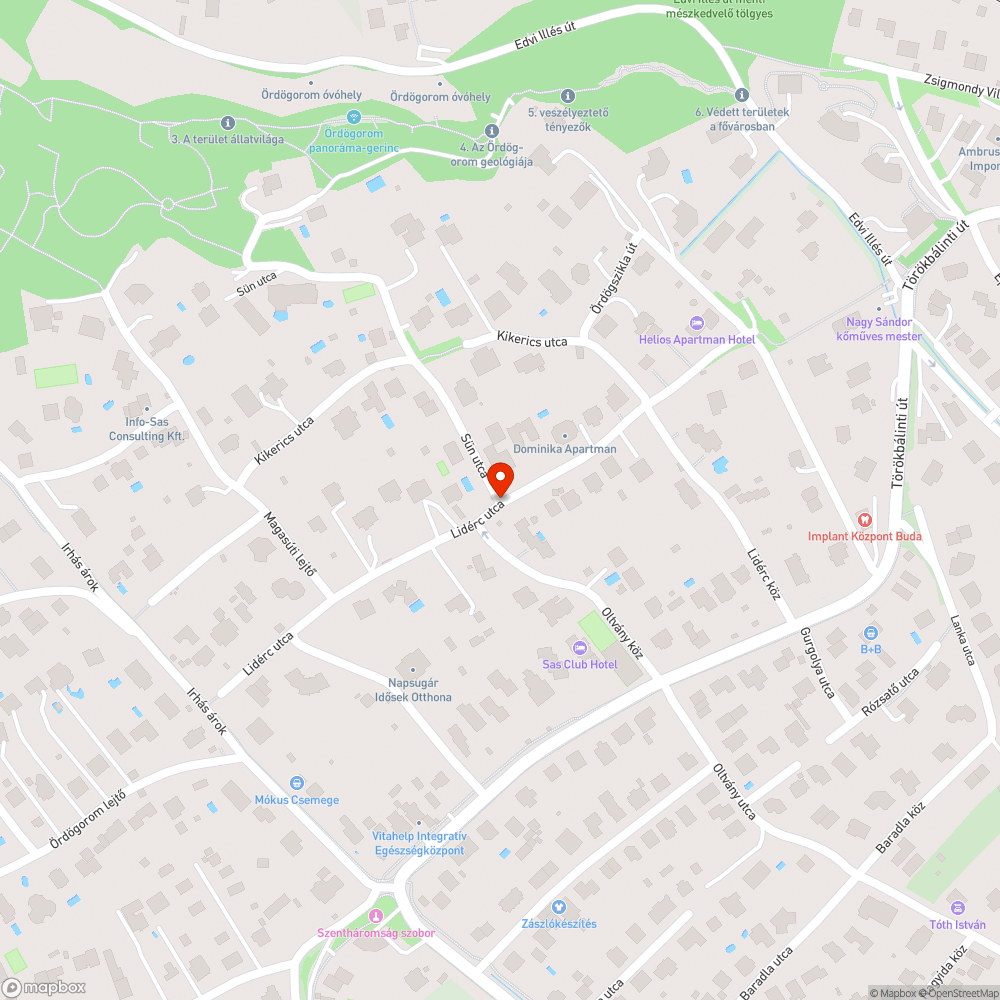 Sün utca-Lidérc utca kereszteződés (betonkocka) bejelentés helye