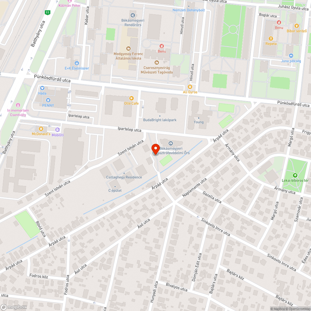 Korhadt faágak a gyalogút felett bejelentés helye