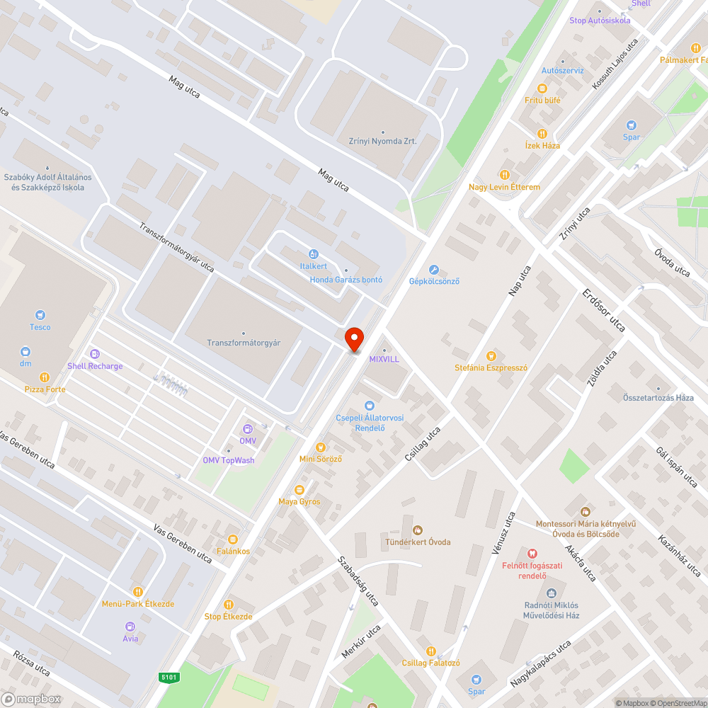 Kereszteződés beláthatóságát akadályozó növényzet (II. Rákóczi Ferenc út) bejelentés helye