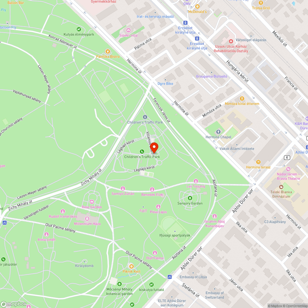 Városligeti KRESZ park bejelentés helye