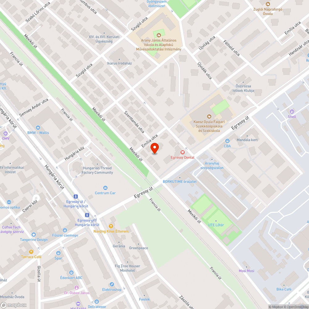 Budapest, Mexikói út melletti rendszeres, magas zajszint bejelentés helye