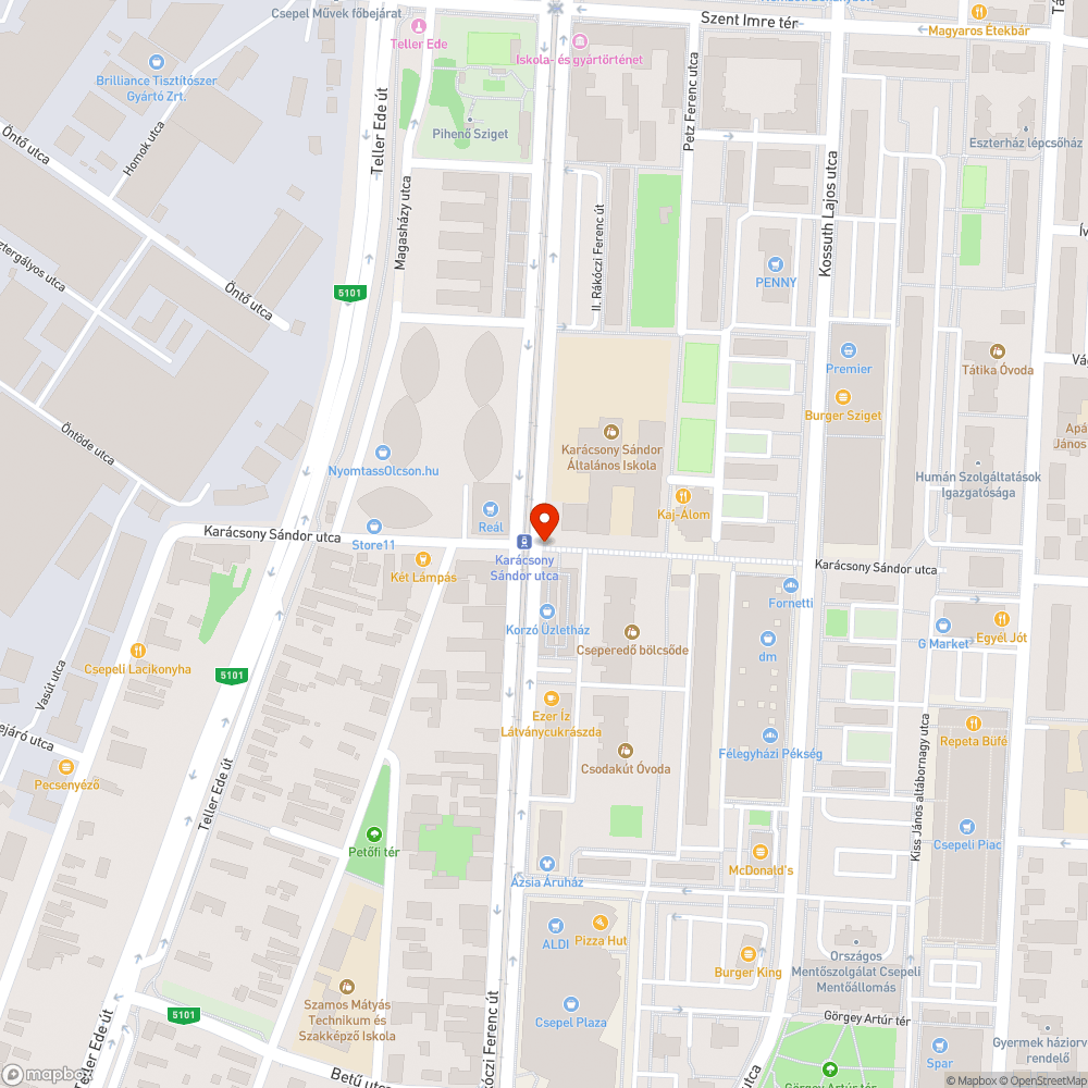 Elfordított gyalogos- és kerékpáros zóna tábla (Karácsony Sándor utca) bejelentés helye