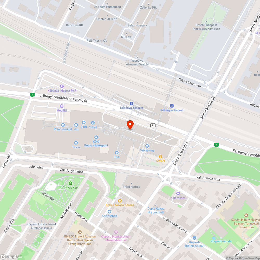 KÖKI Terminál és a metró közötti folyosó bejelentés helye