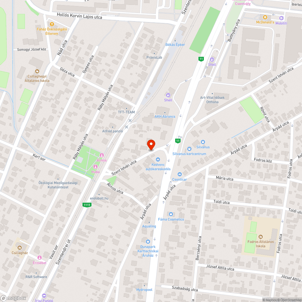 Elhagyott jármű bejelentés helye