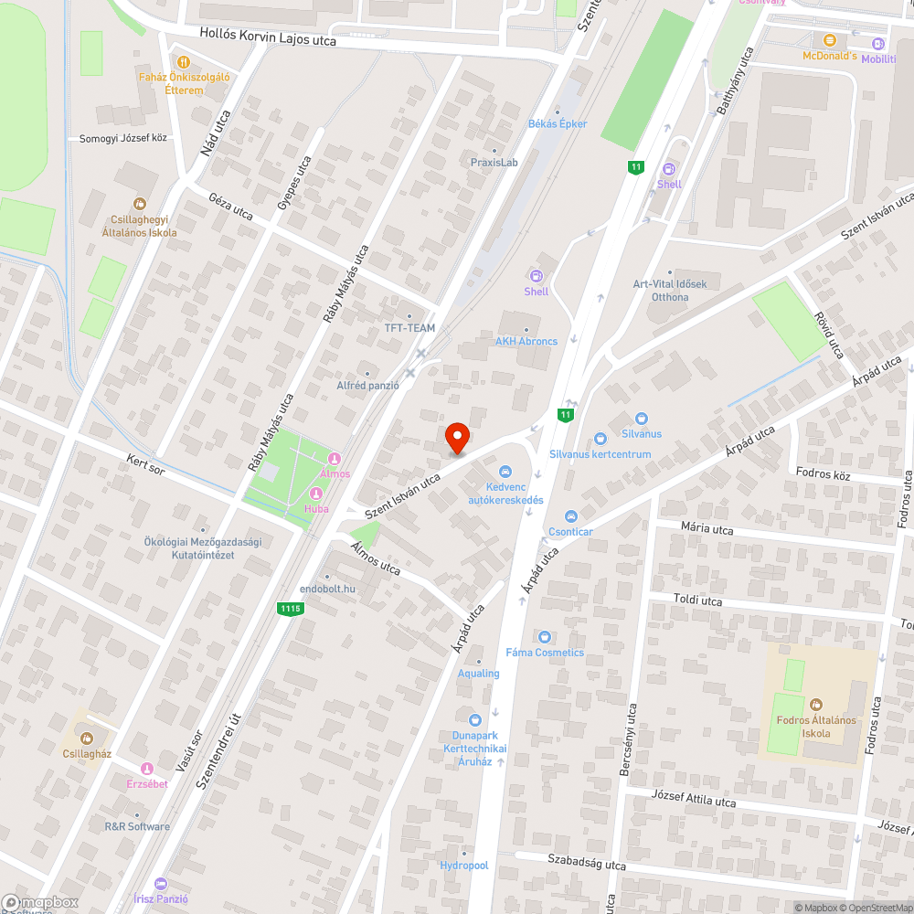 Elhagyott jármű bejelentés helye