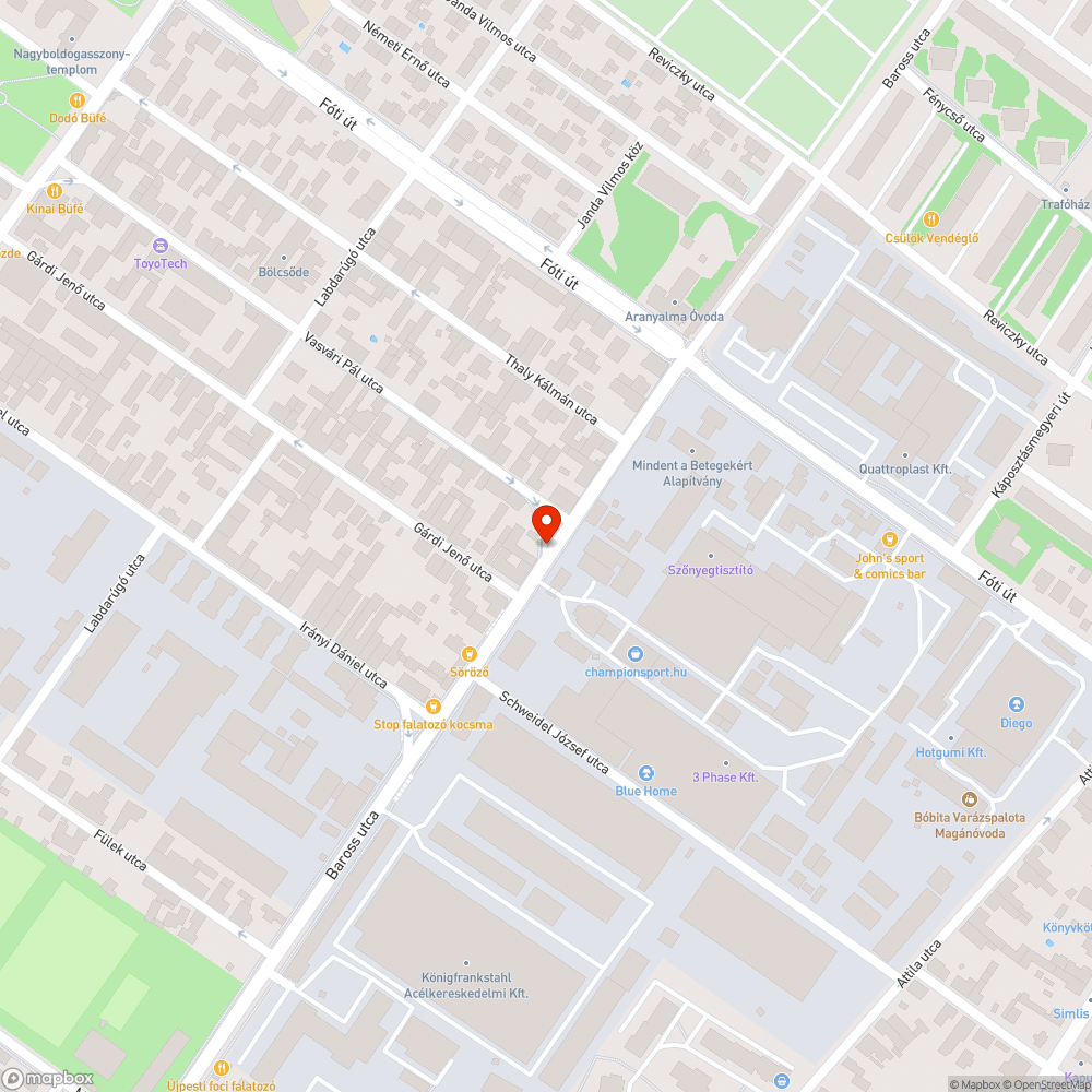 Kátyúk bejelentés helye