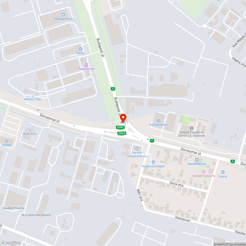 Kátyú az iparvágány mellett bejelentés helye