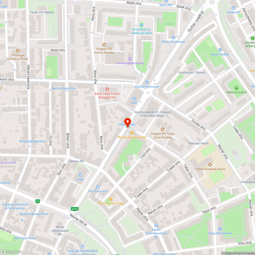 Megsüllyedt útburkolat bejelentés helye