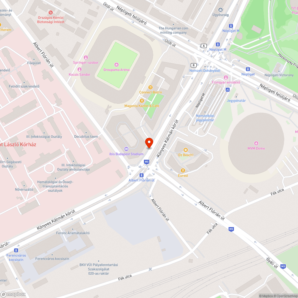 Haldokló fák a Telekom-székház mellett a Könyves Kálmán körúton bejelentés helye