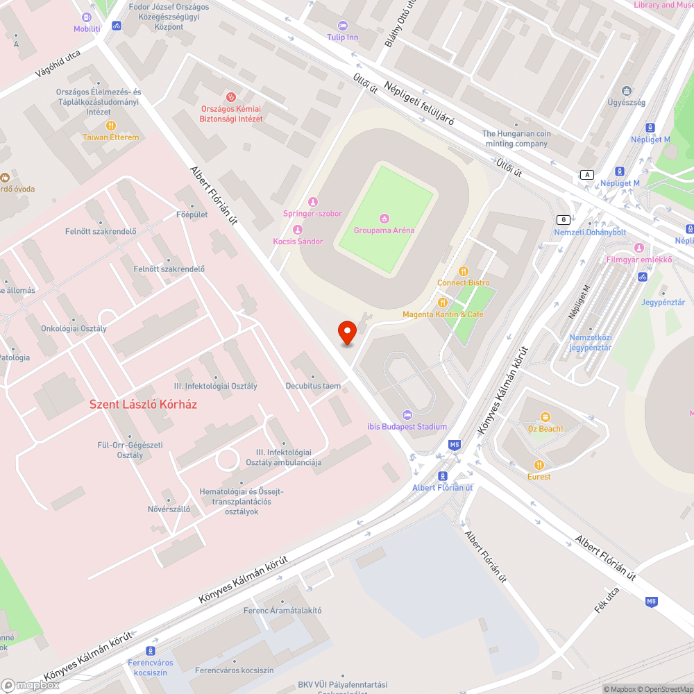 Halott fa az Albert Flórián úton a Fradi pály mögött bejelentés helye