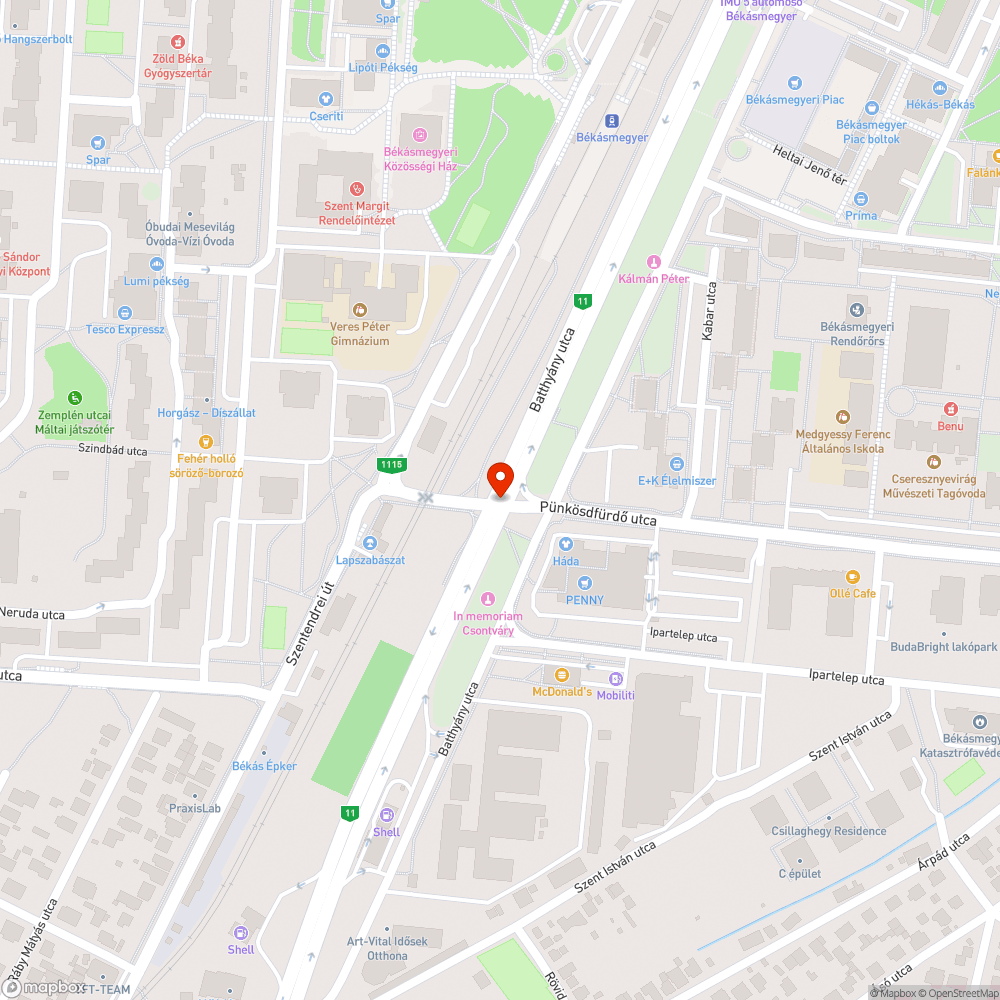 Békásmegyer kereszteződés bejelentés helye