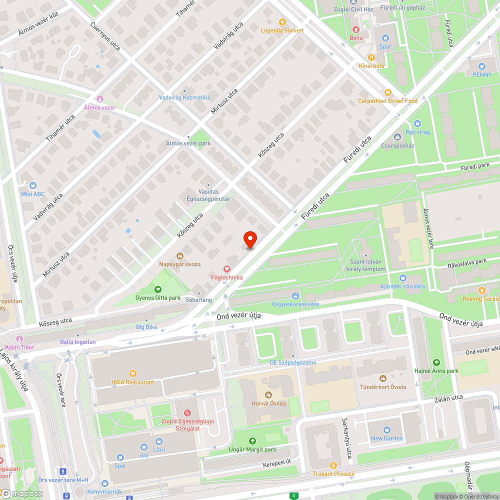 Kerékpársávra belógó fa bejelentés helye