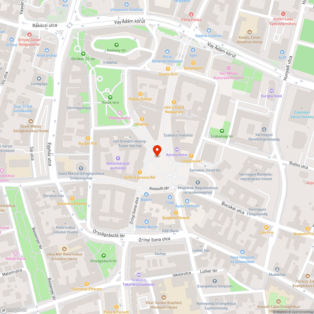 Korona Hotel előtti burkolatfények bejelentés helye