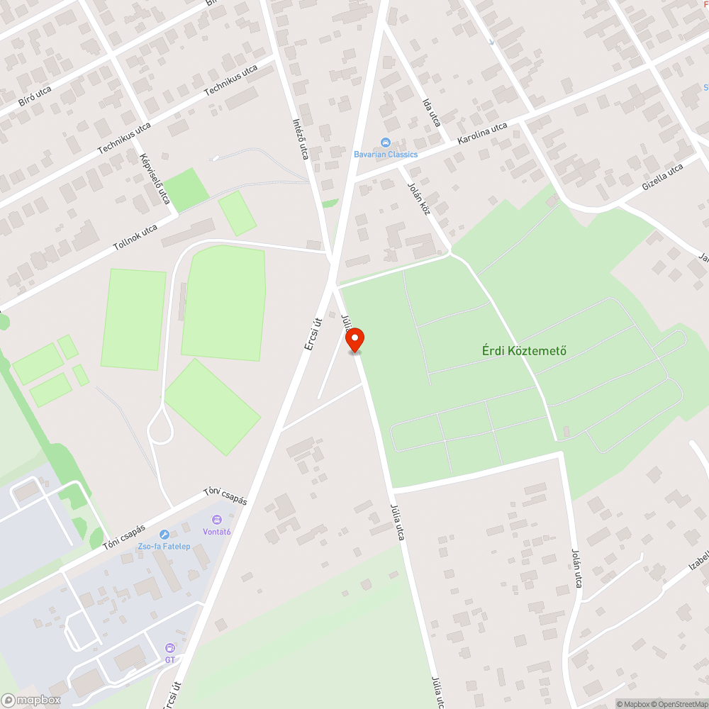 Elhagyott autó bejelentés helye