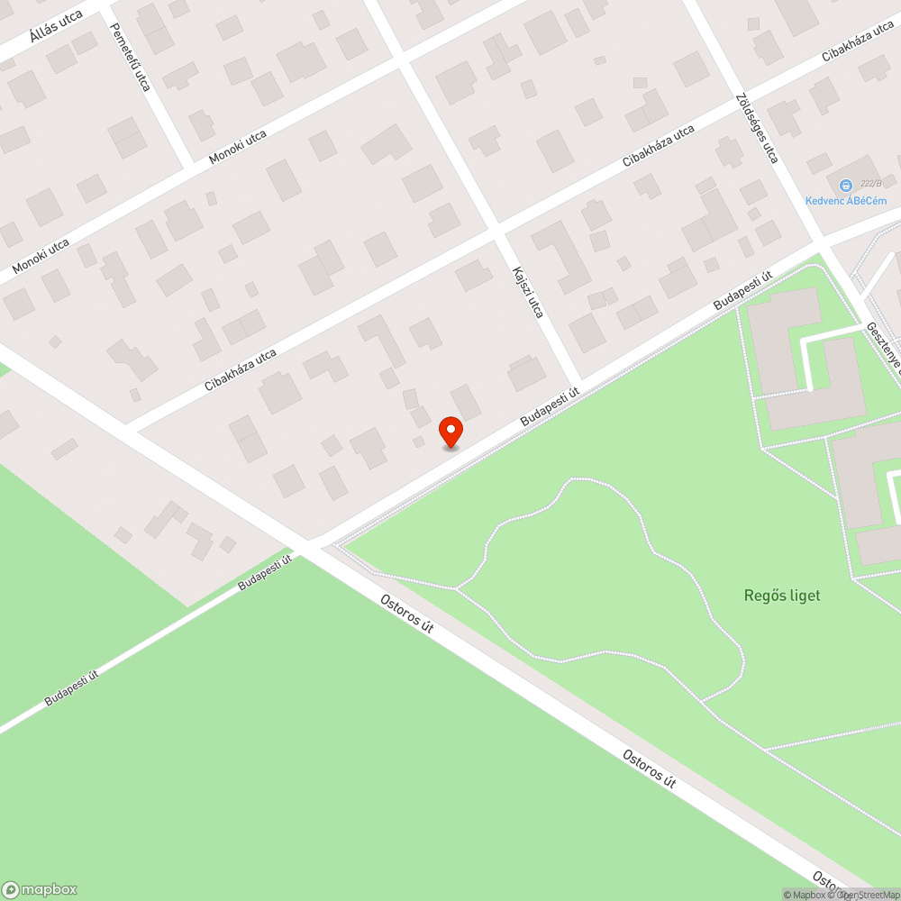 Budapesti út: Kövek a járdán és az úttest szélén, úttestre száradt beton bejelentés helye