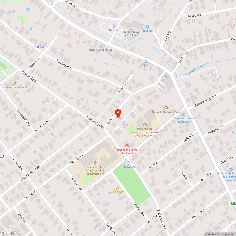 Felújított út Bujdosó köz bejelentés helye